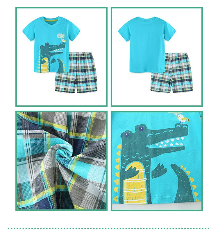 Kids Crocodile T-Shirt Blue Kids Sports Suit — feature 23