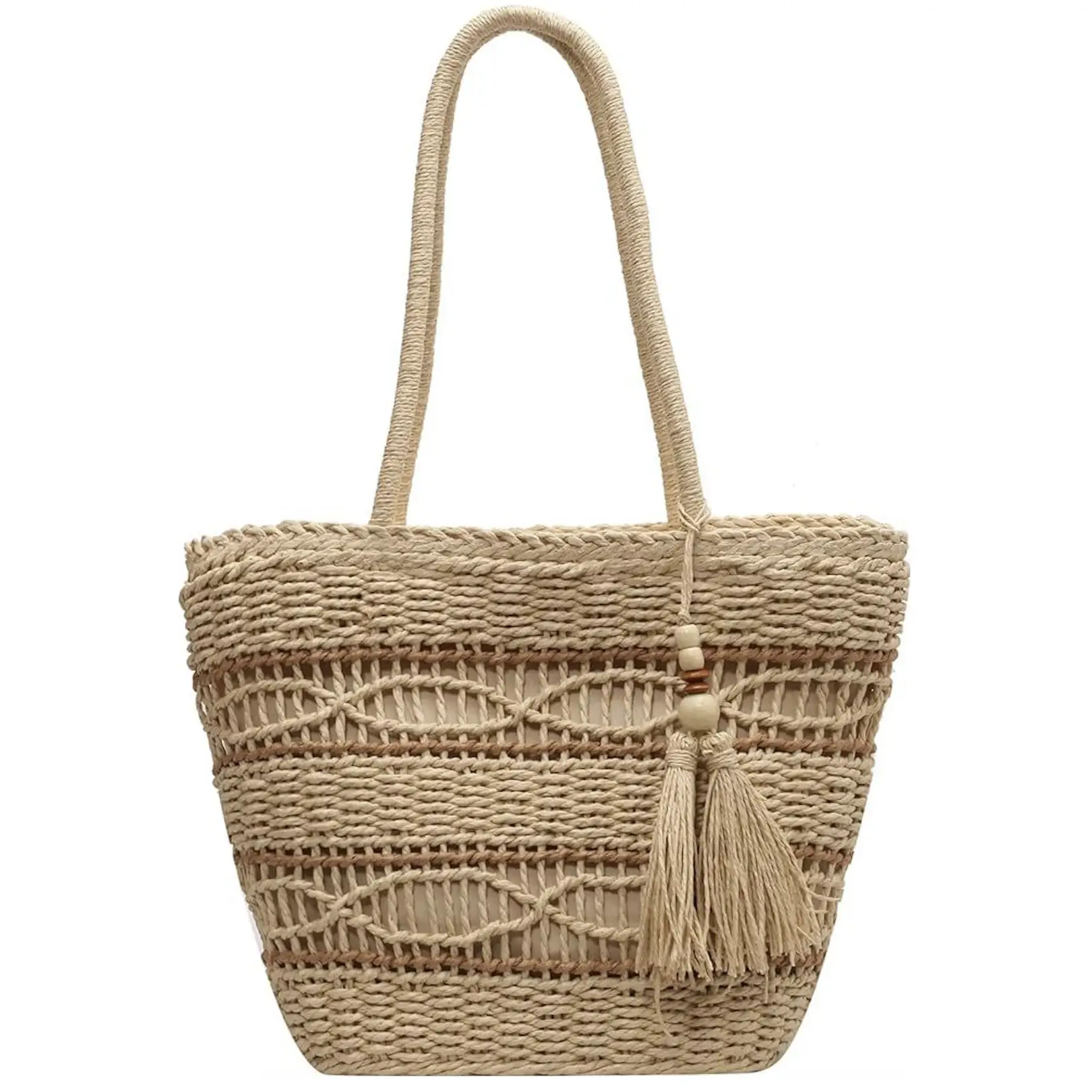 Straw Tote Bag 27cm High Women Beach Carryall - Image 9