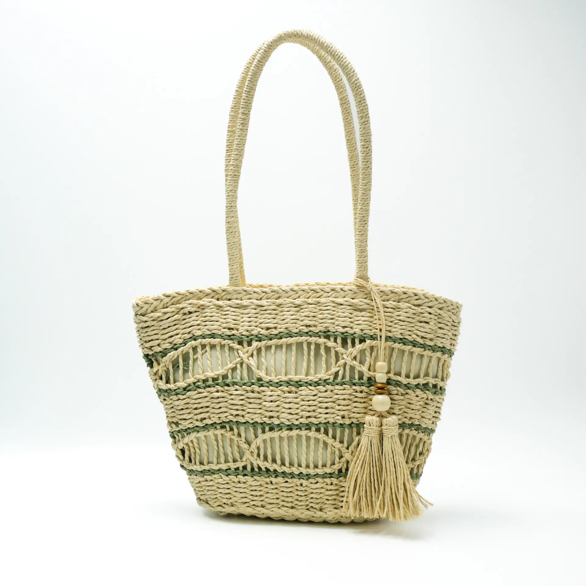 Straw Tote Bag 27cm High Women Beach Carryall - Image 3