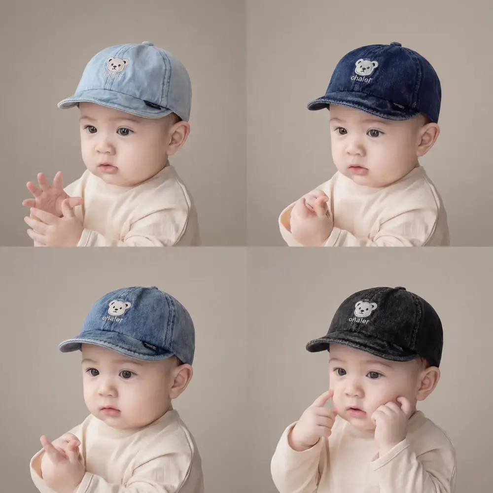 Yipan Kids Denim Bear Spring Hat Set of 3 - Image 3
