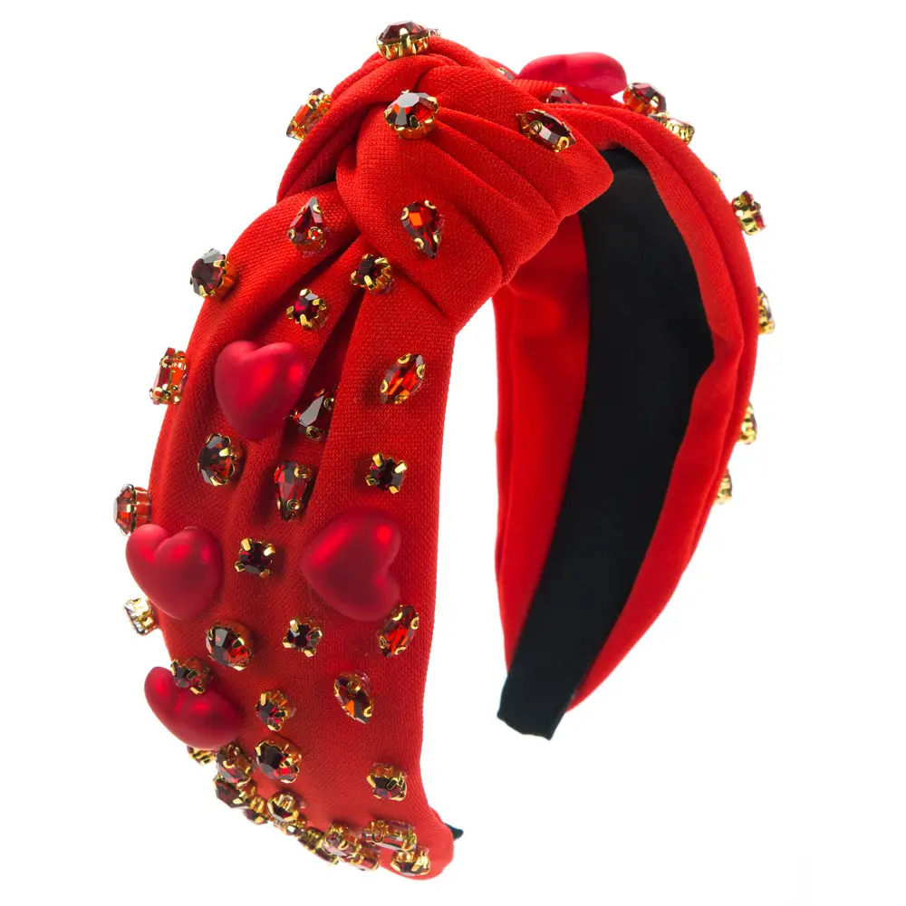 Red Baroque Heart Headband for Women with Diamonds - Image 3