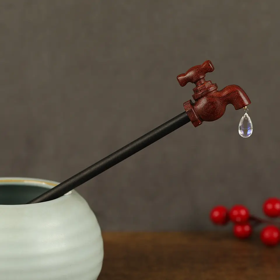 Retro Wooden Chopstick Hairpin Faucet - Image 5
