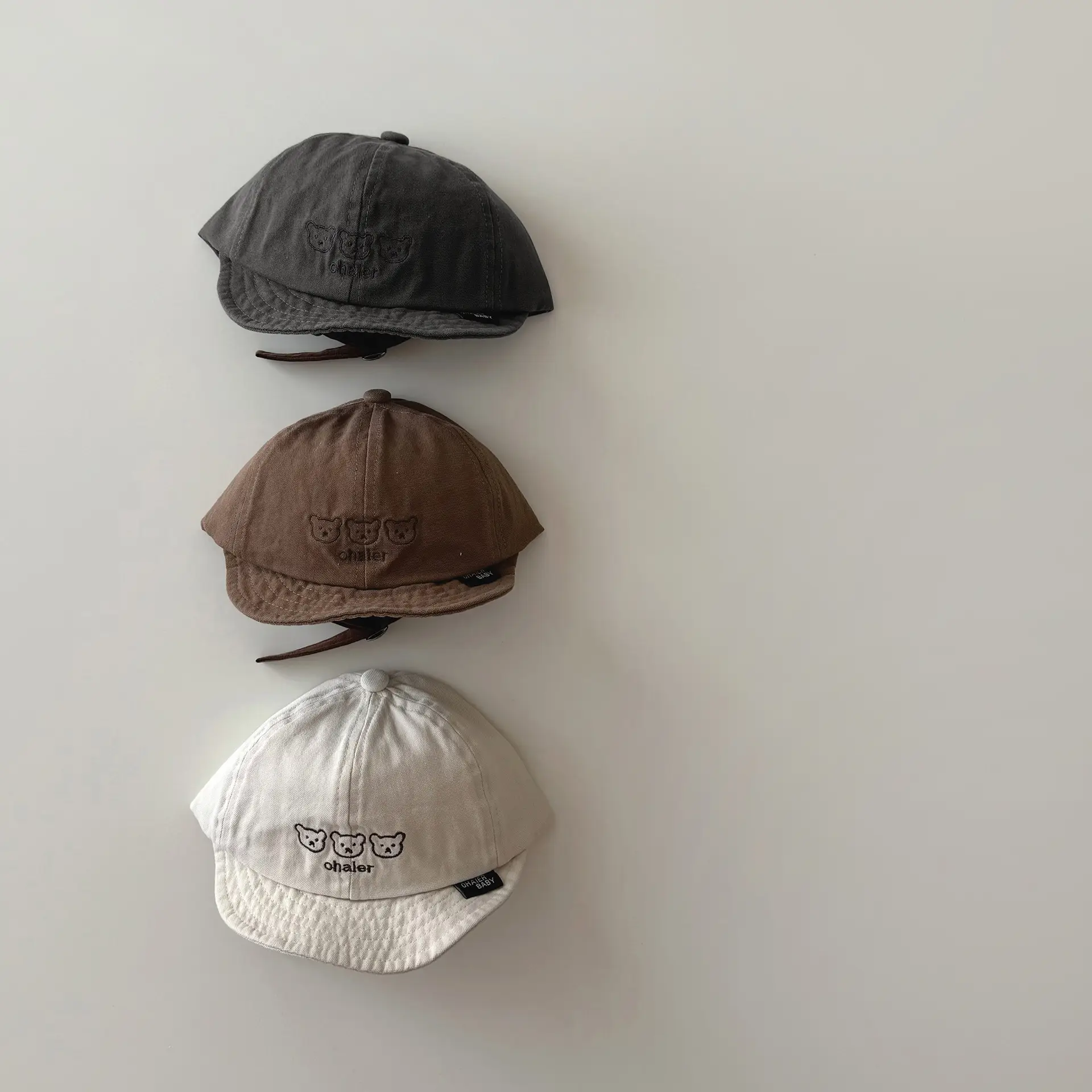 Beige Soft Brim Baby Cap with Bear Embroidery - Image 3