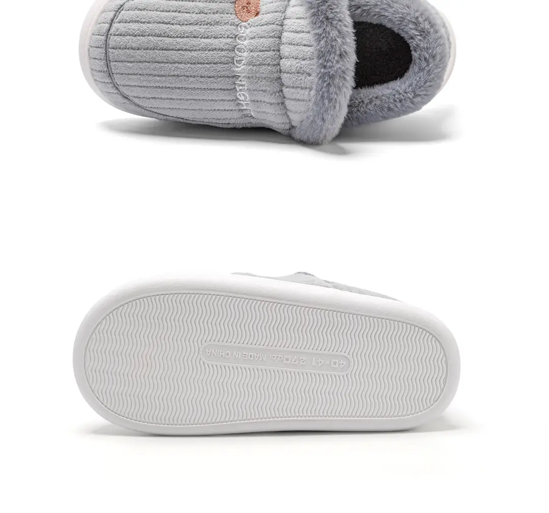 Lidani Bag-heel Cotton Slippers Women's Autumn and Winter fleece-lined Home Shoes Couple's Household Non-slip Cotton Shoes Men's Winter — feature 22