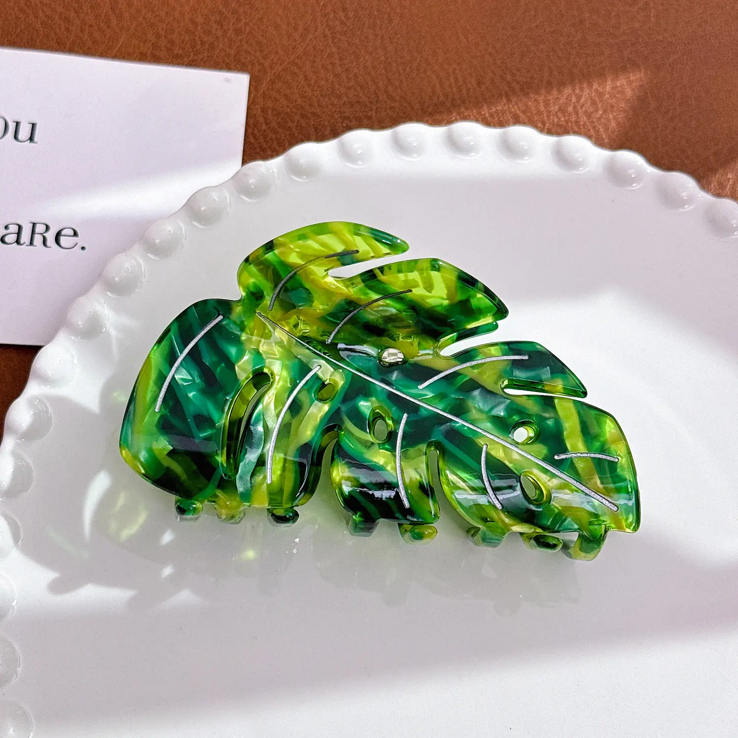 Leaf Hairpin with Shark Clip & Acetate Design