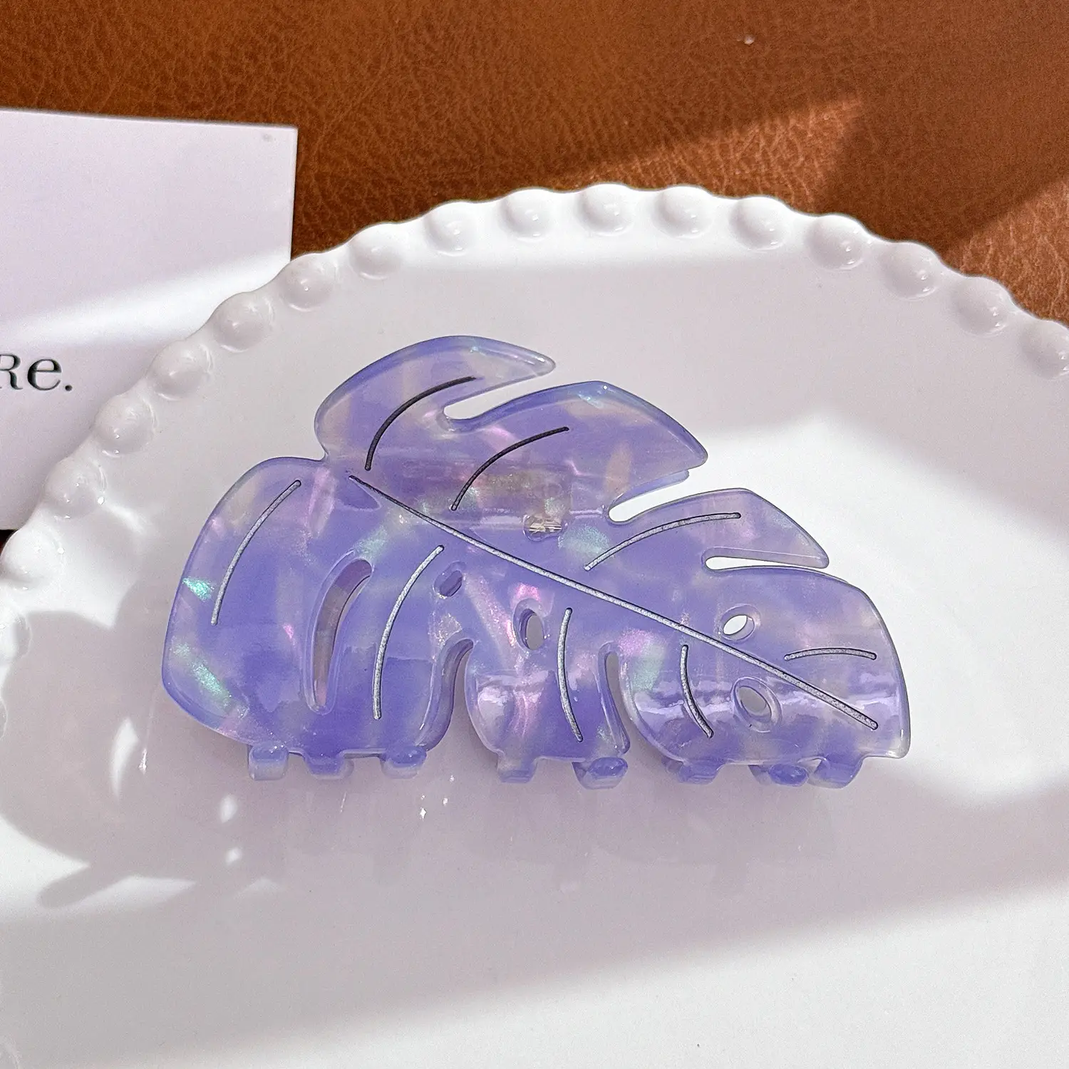 Leaf Hairpin with Shark Clip & Acetate Design