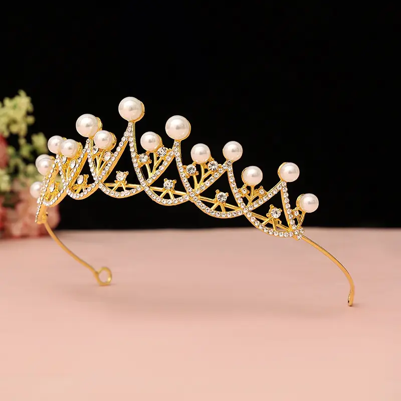Baroque Crown Bridal Headdress Gold Plated Sparkling - Image 14