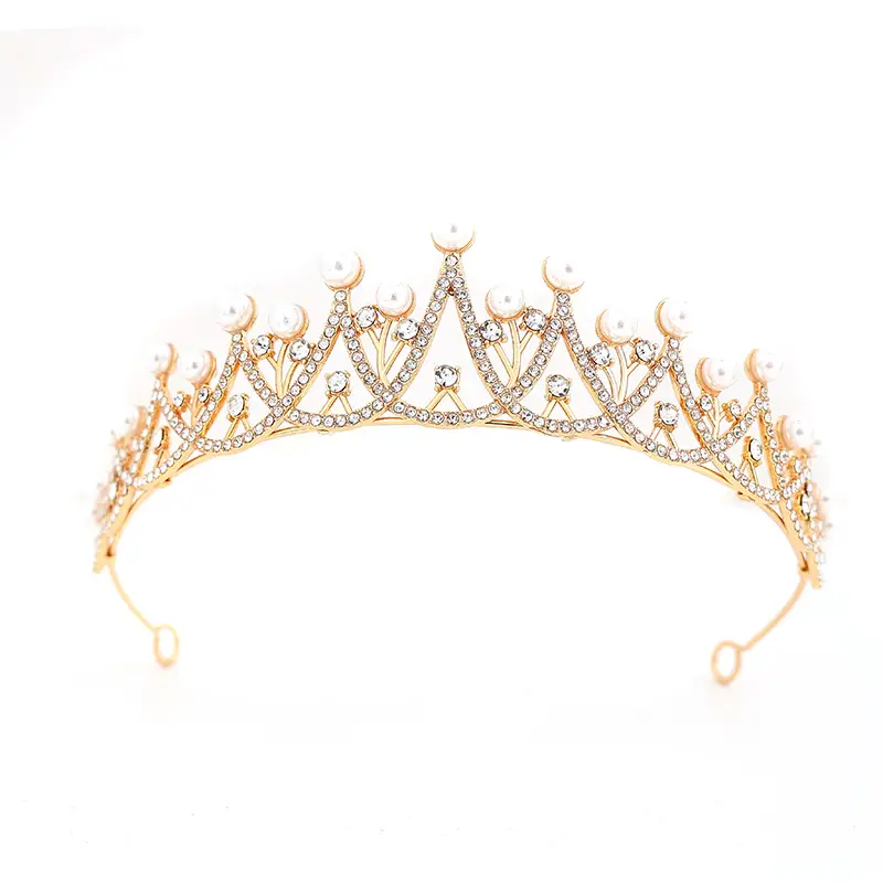 Baroque Crown Bridal Headdress Gold Plated Sparkling - Image 15