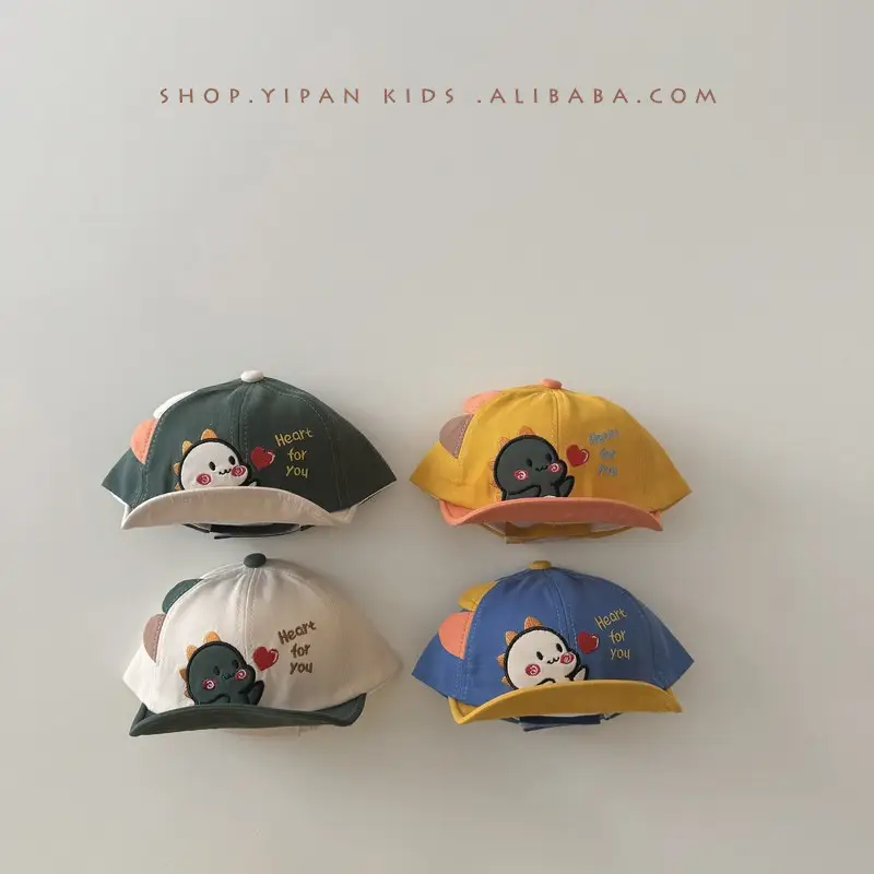 Yipan Korean Baby Hats 2025 Cartoon Dinosaur Soft Brim - Image 2