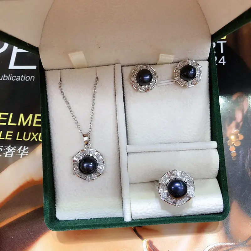 New Freshwater Pearl Necklace Earrings Ring Set Gold Plated — feature 15