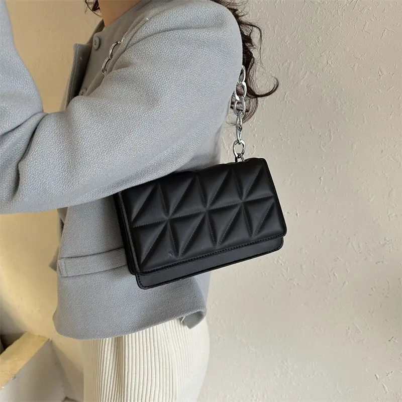 Wholesale Rhombus Embossed Women's Bag Tan Chain - Image 7