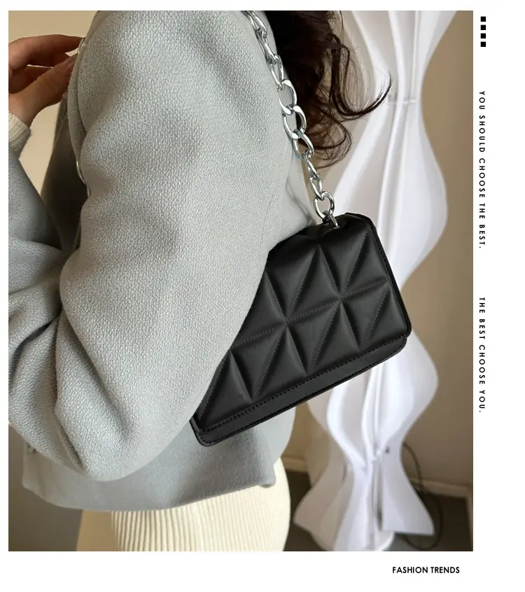 Wholesale Rhombus Embossed Women's Bag Tan Chain — feature 1