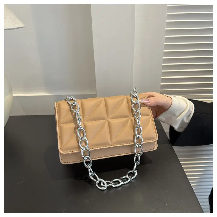 Wholesale Rhombus Embossed Women's Bag Tan Chain — feature 14