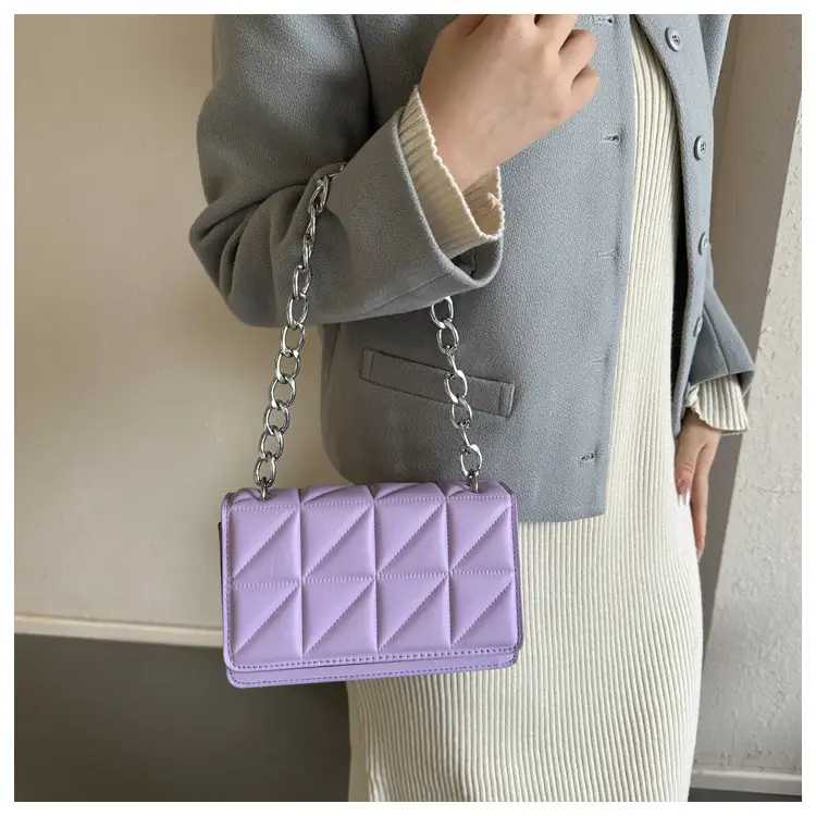 Wholesale Rhombus Embossed Women's Bag Tan Chain — feature 19