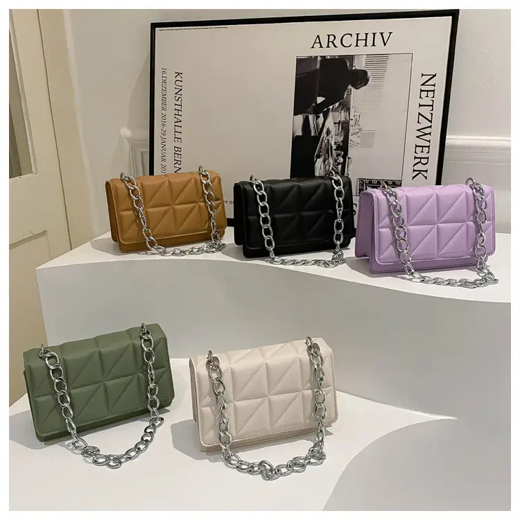 Wholesale Rhombus Embossed Women's Bag Tan Chain — feature 22