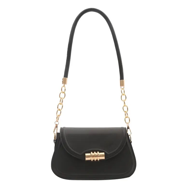 Women's Brown Leather Crossbody Bag with Gold Clasp - Image 9