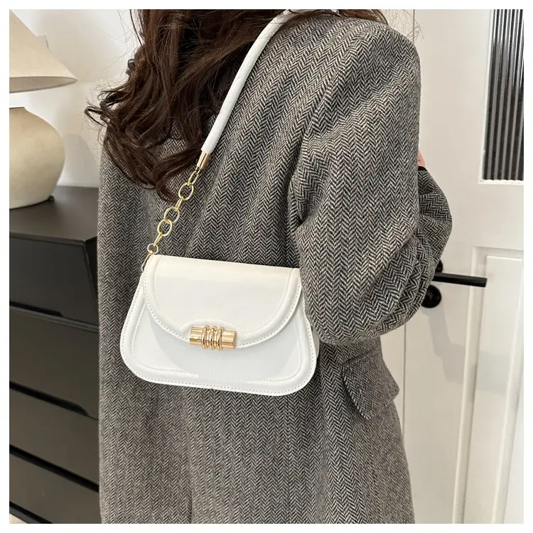 Women's Brown Leather Crossbody Bag with Gold Clasp — feature 18