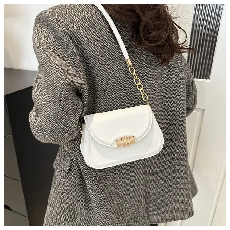Women's Brown Leather Crossbody Bag with Gold Clasp — feature 19