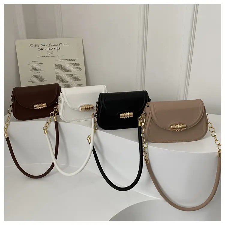 Women's Brown Leather Crossbody Bag with Gold Clasp — feature 20