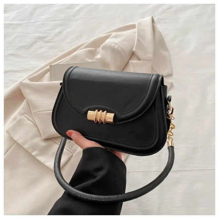 Women's Brown Leather Crossbody Bag with Gold Clasp — feature 21
