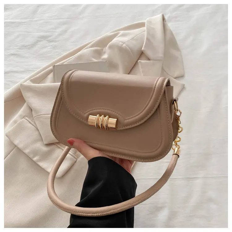Women's Brown Leather Crossbody Bag with Gold Clasp — feature 24