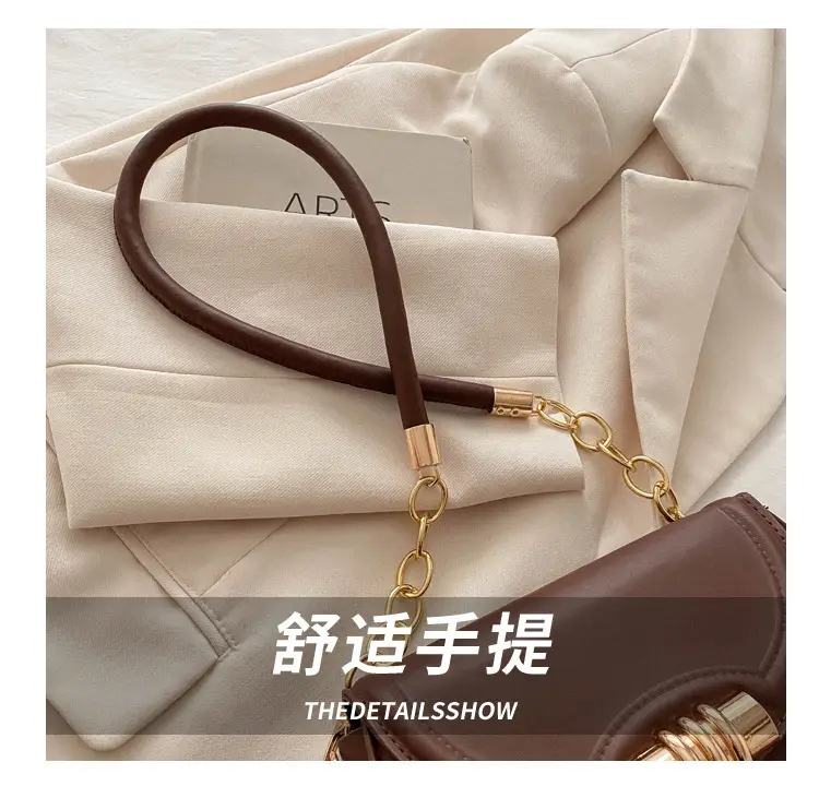 Women's Brown Leather Crossbody Bag with Gold Clasp — feature 4