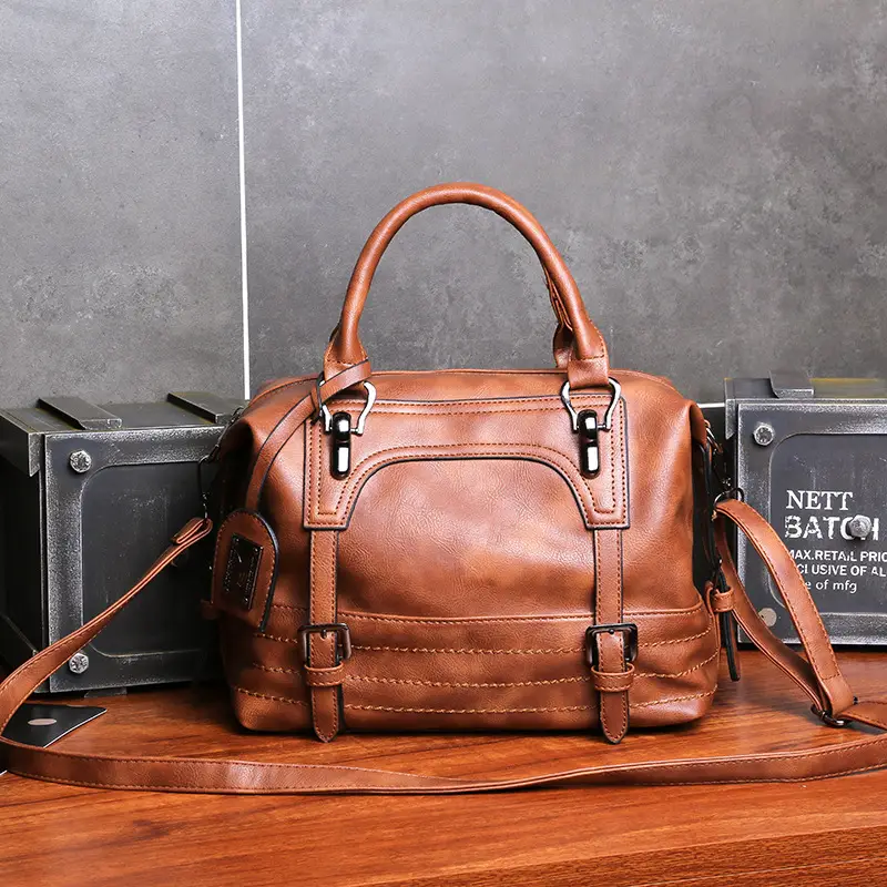 Women's Large Capacity Leather Crossbody Bag Brown — feature 12