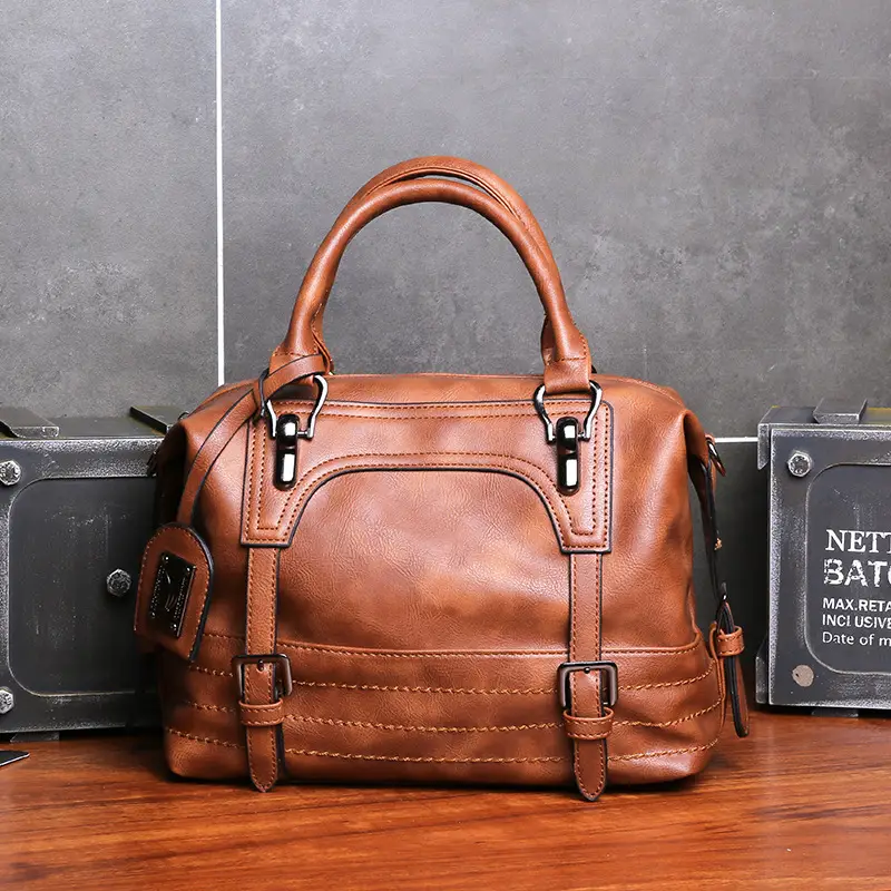 Women's Large Capacity Leather Crossbody Bag Brown — feature 14