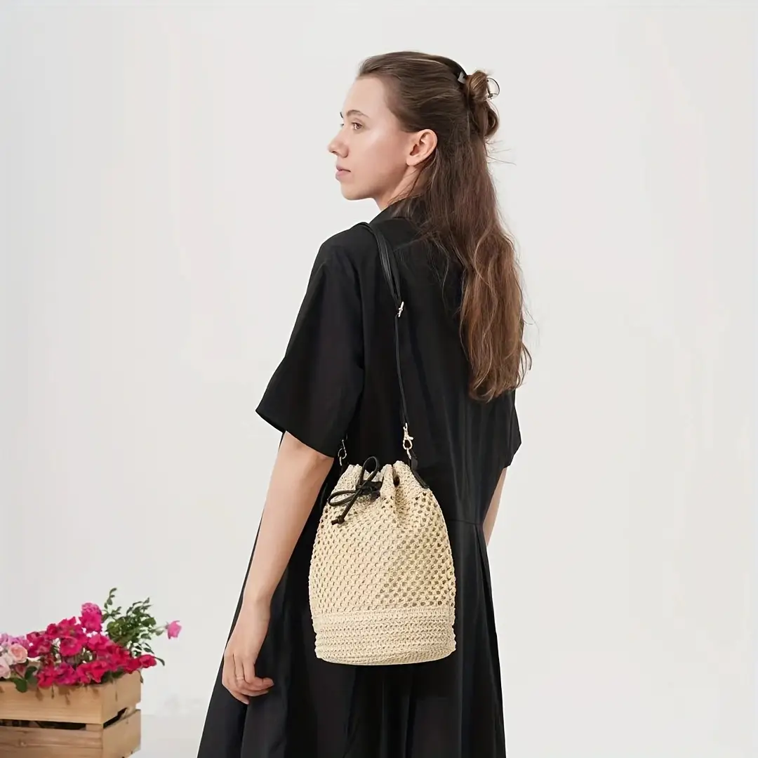 Hand-Woven Straw Bag for Women Large Capacity Vacation Bag - Image 4