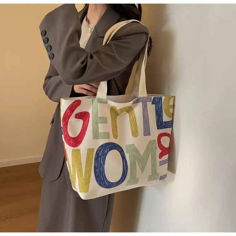Rainbow Flower Canvas Bag 2024 Large Capacity Casual Shoulder — feature 14