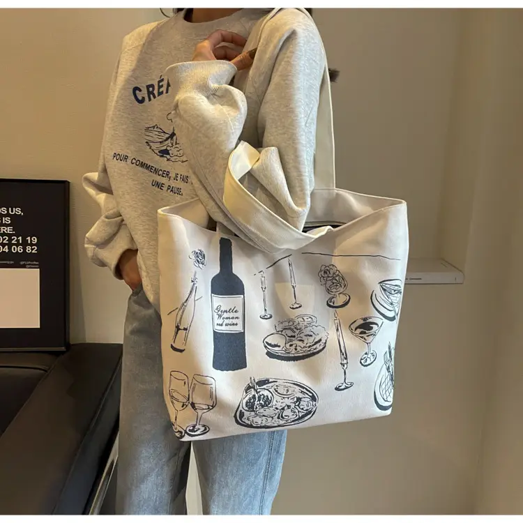 Rainbow Flower Canvas Bag 2024 Large Capacity Casual Shoulder — feature 20