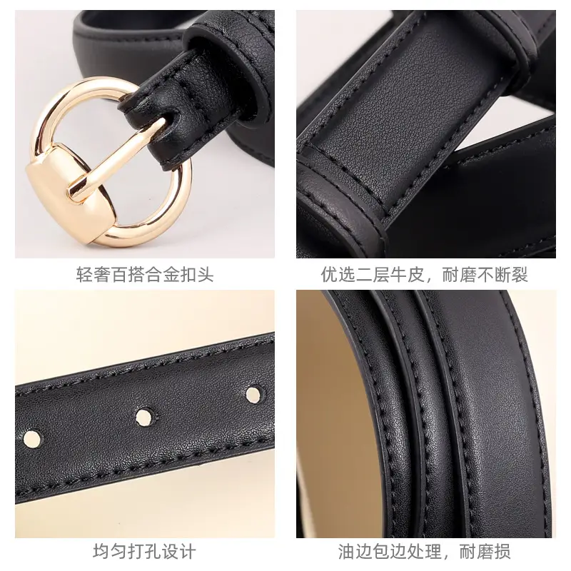 2025 Women's Genuine Leather Belt with Gold Buckle - Image 6