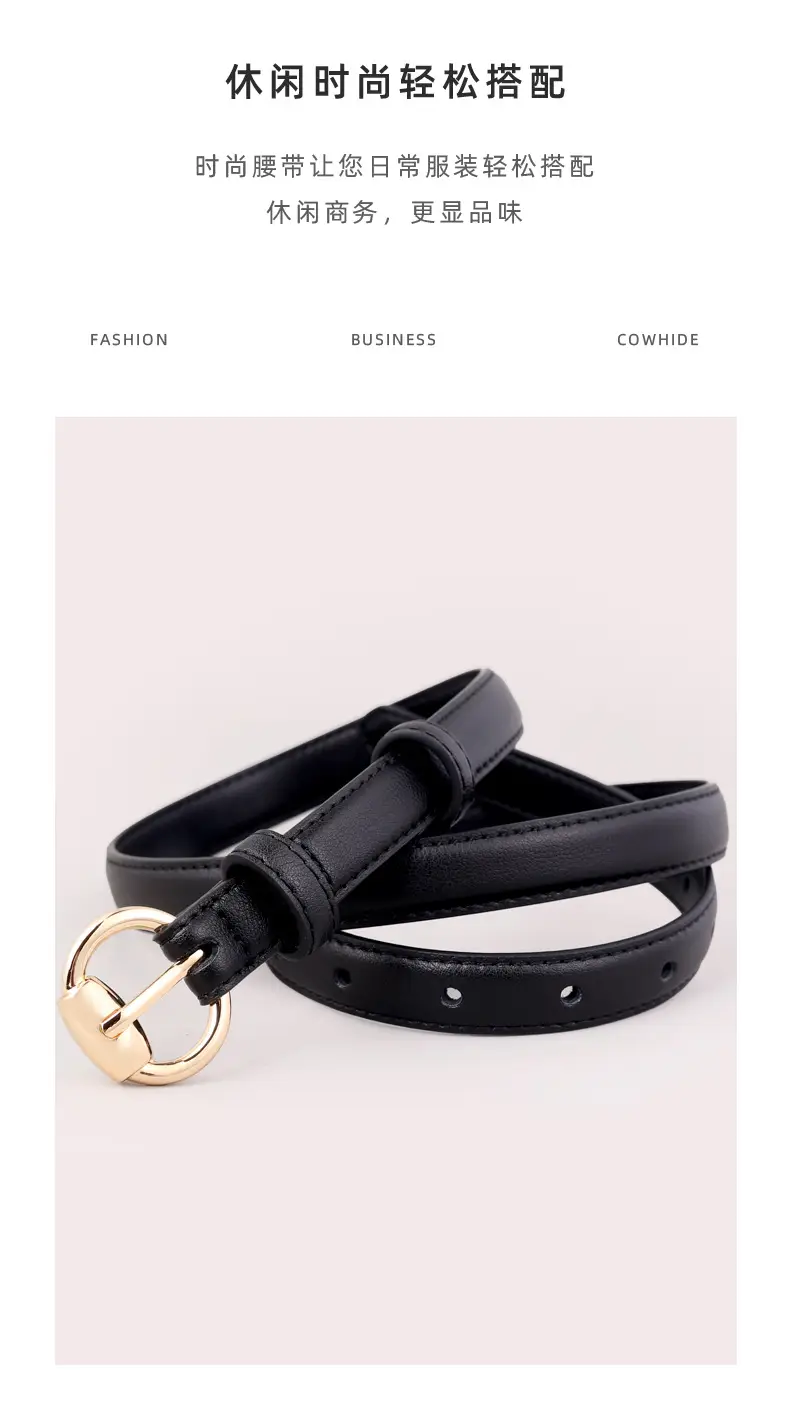 2025 Women's Genuine Leather Belt with Gold Buckle — feature 28
