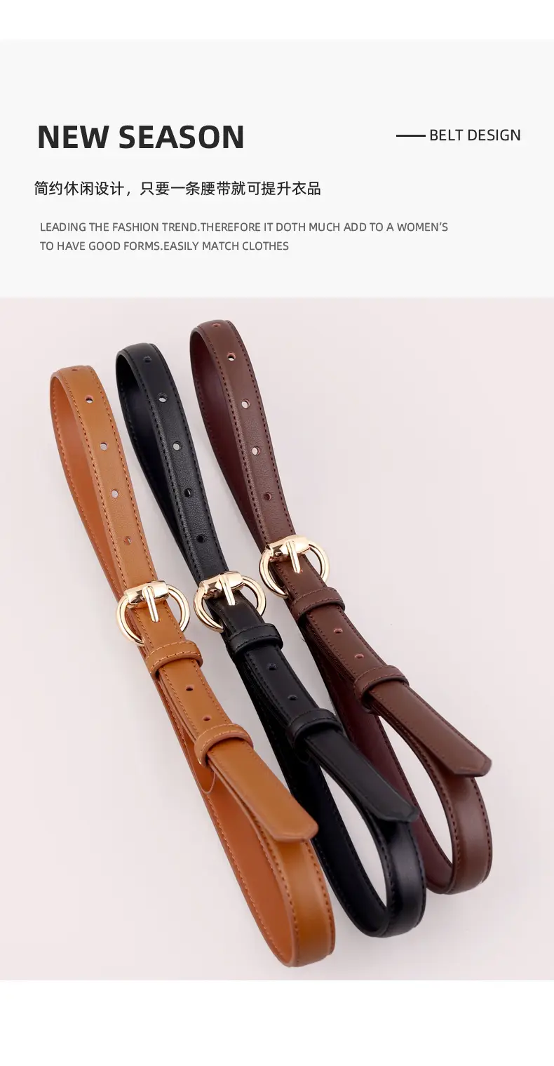 2025 Women's Genuine Leather Belt with Gold Buckle — feature 31