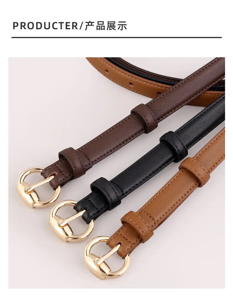 2025 Women's Genuine Leather Belt with Gold Buckle — feature 36