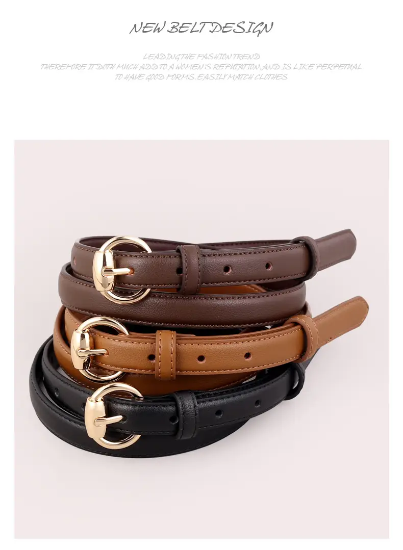 2025 Women's Genuine Leather Belt with Gold Buckle — feature 37