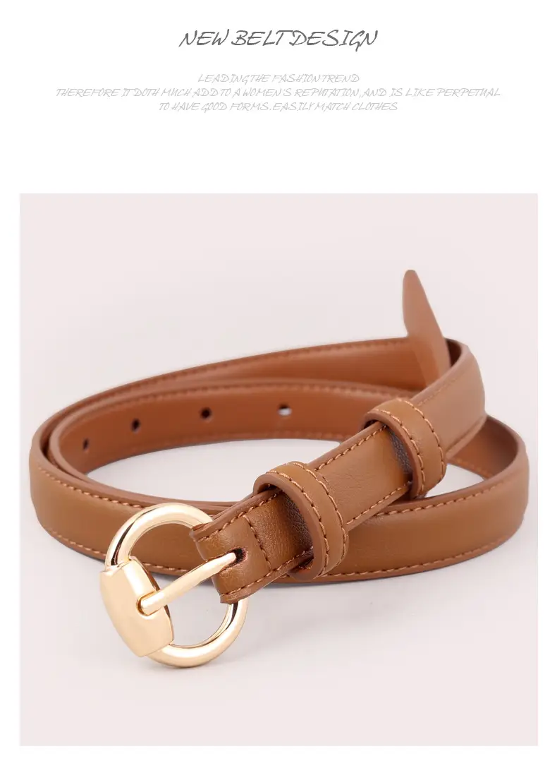 2025 Women's Genuine Leather Belt with Gold Buckle — feature 39