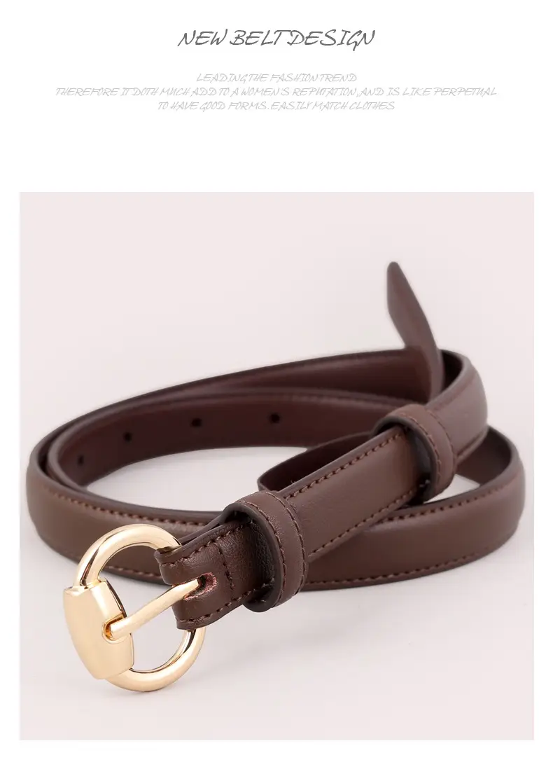 2025 Women's Genuine Leather Belt with Gold Buckle — feature 40