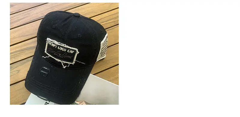 Women Men Retro Brown Ripped Cap — feature 10