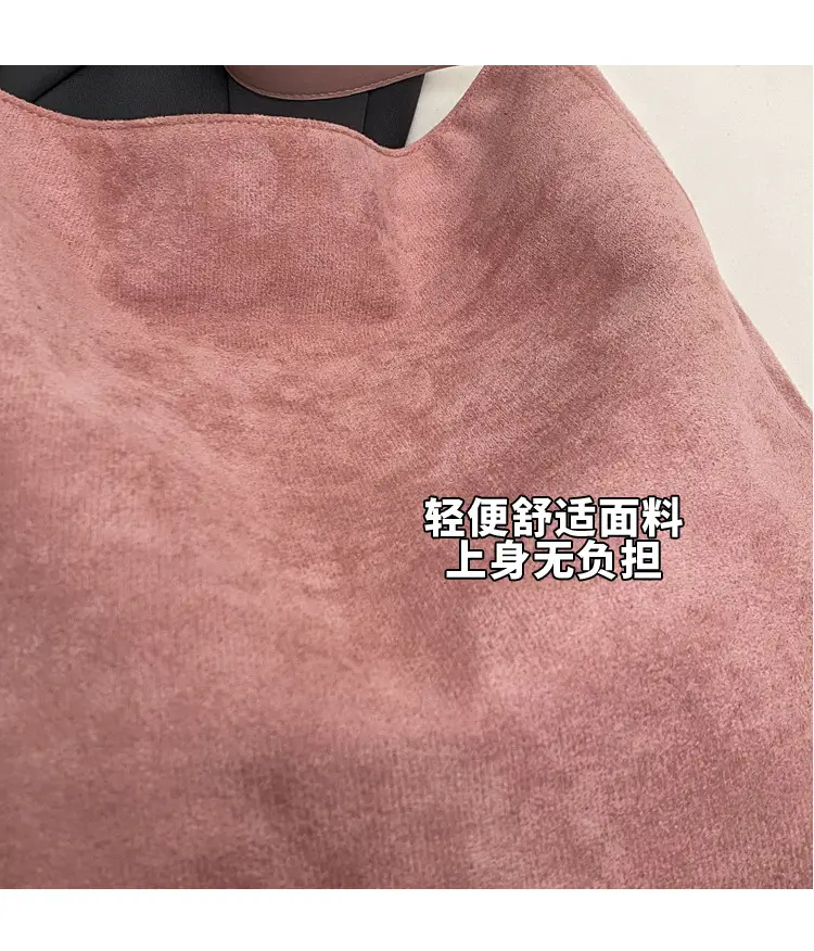 Pink Suede Shoulder Bag with Wide Strap for Women — feature 13