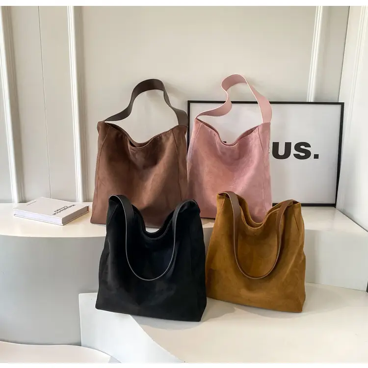Pink Suede Shoulder Bag with Wide Strap for Women — feature 21