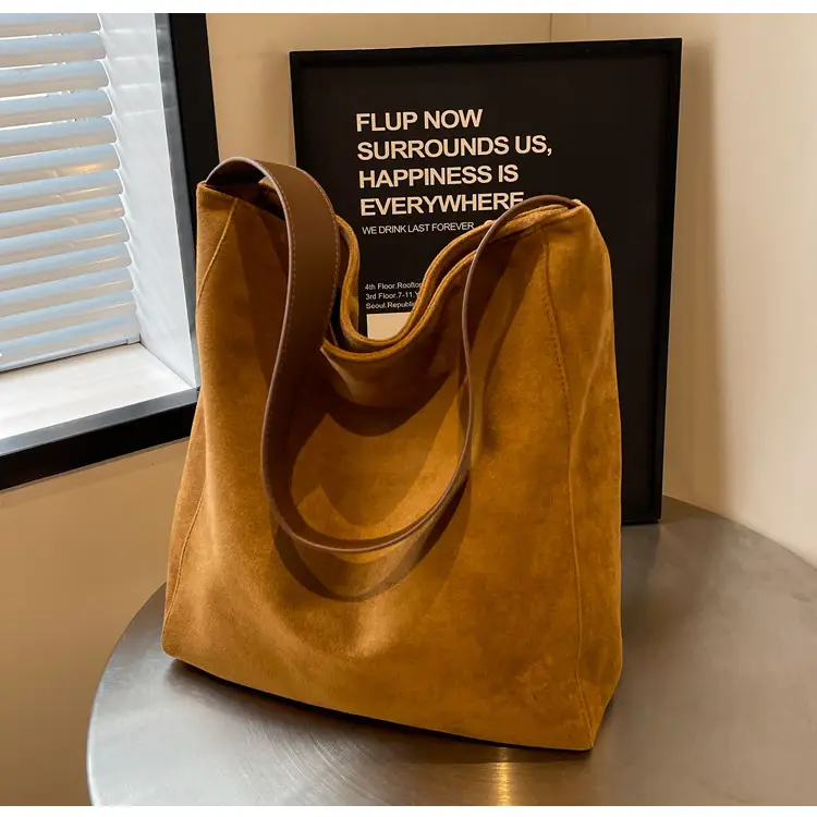 Pink Suede Shoulder Bag with Wide Strap for Women — feature 22