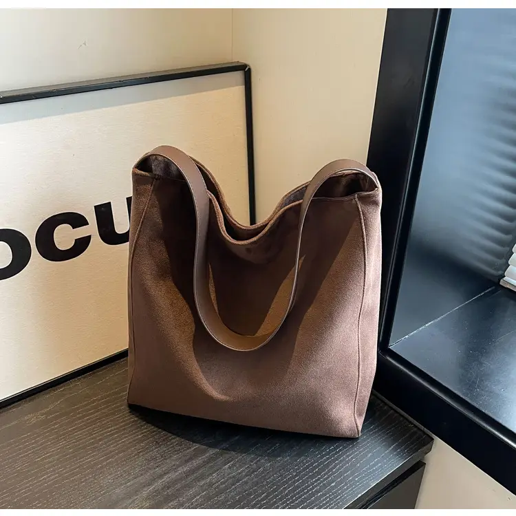 Pink Suede Shoulder Bag with Wide Strap for Women — feature 24