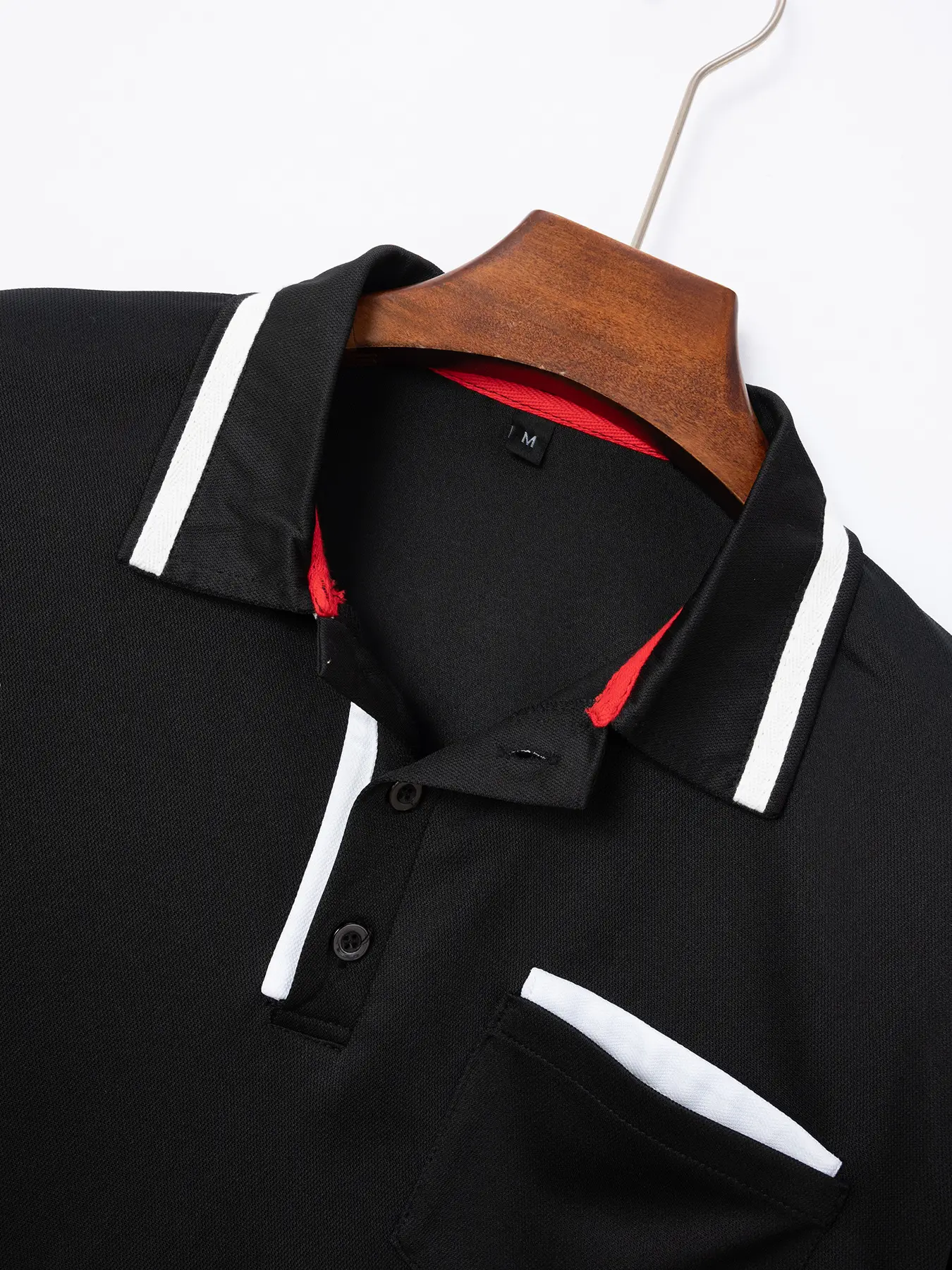 Men's Light Blue Polo Shirt Button Pocket Summer — feature 16