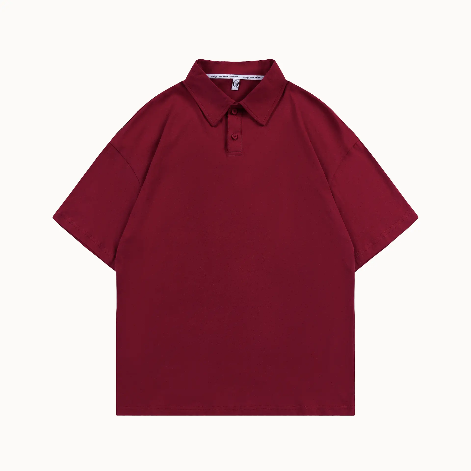 Pure Cotton Polo Shirt Light Blue Unisex Loose Fit - Image 10