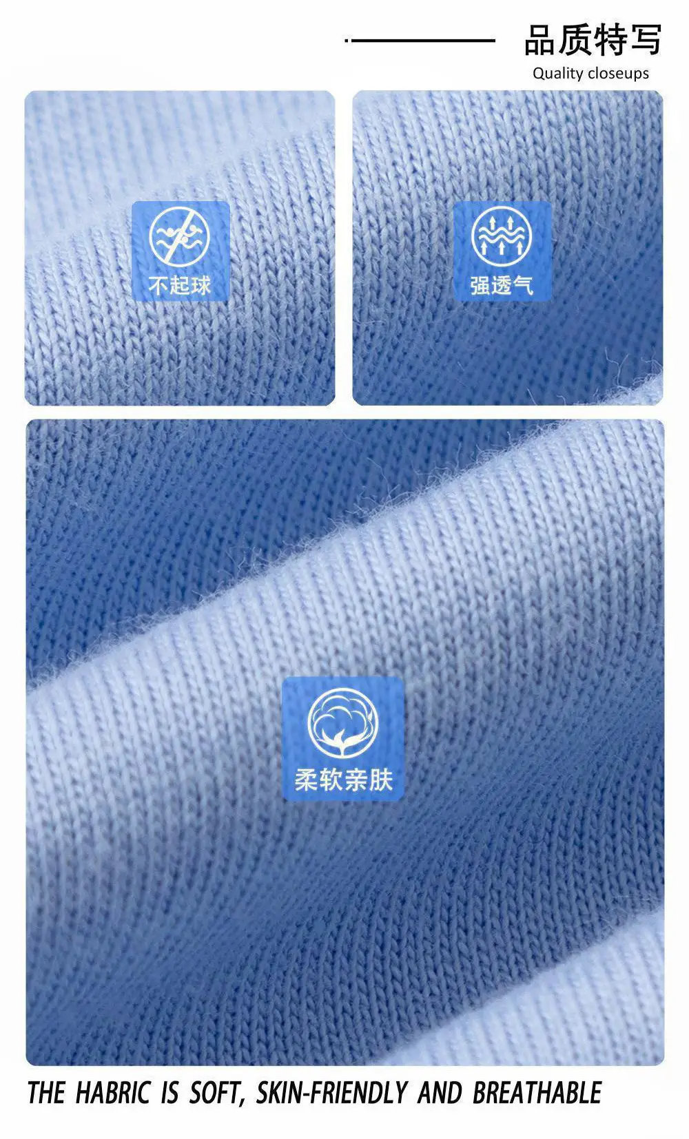 Pure Cotton Polo Shirt Light Blue Unisex Loose Fit — feature 6