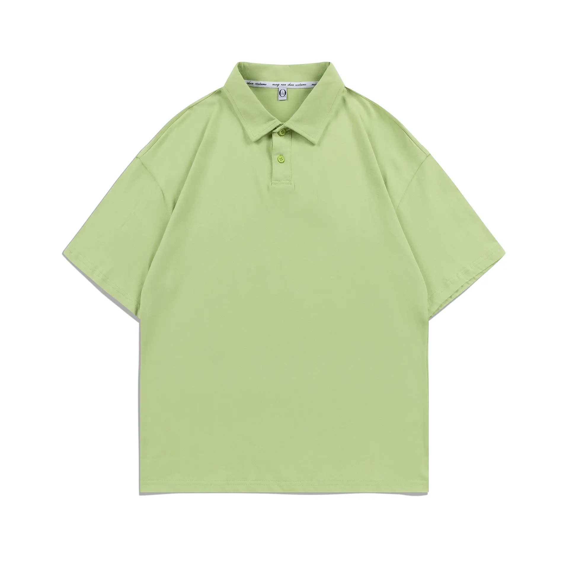 Pure Cotton Polo Shirt Light Blue Unisex Loose Fit - Image 11