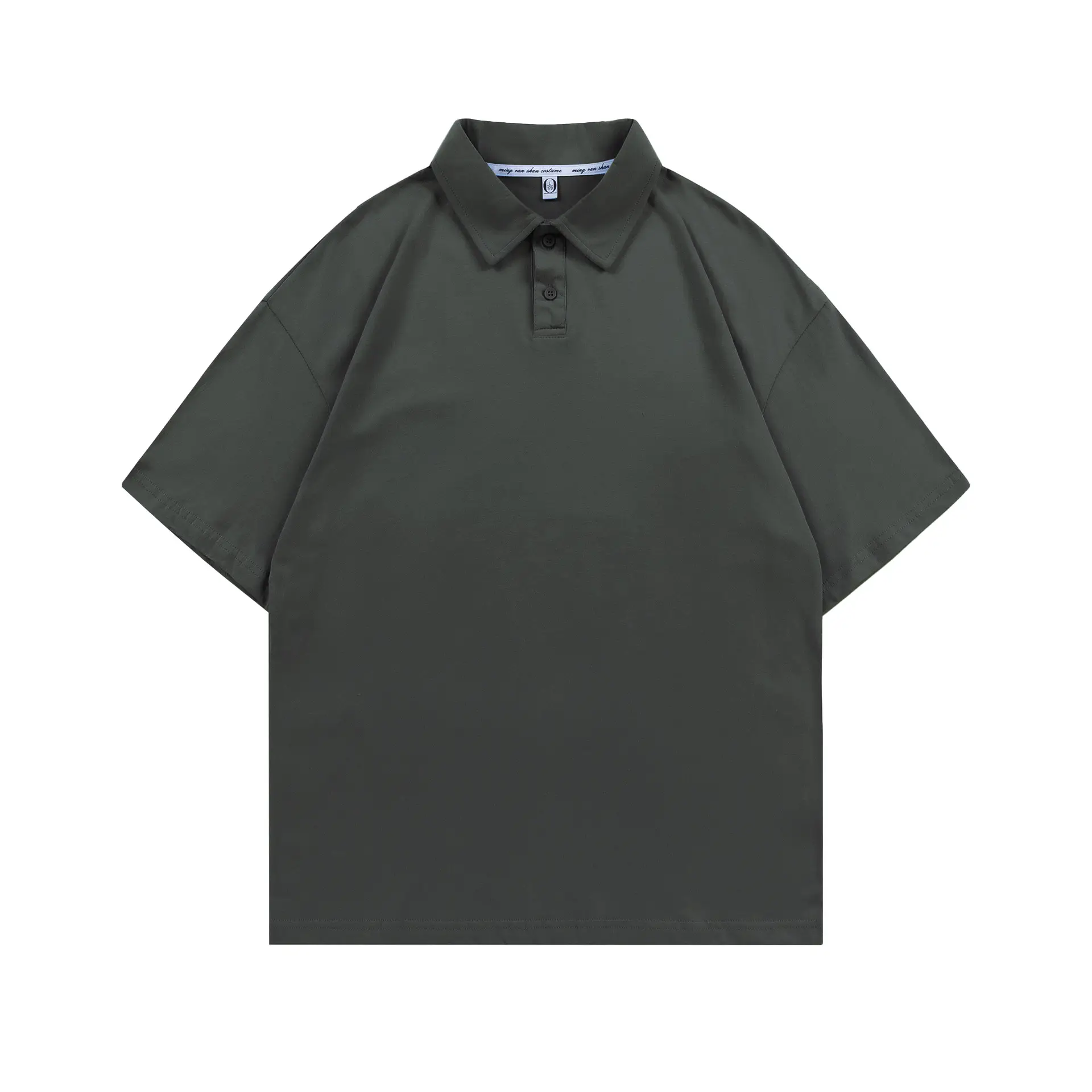 Pure Cotton Polo Shirt Light Blue Unisex Loose Fit - Image 12