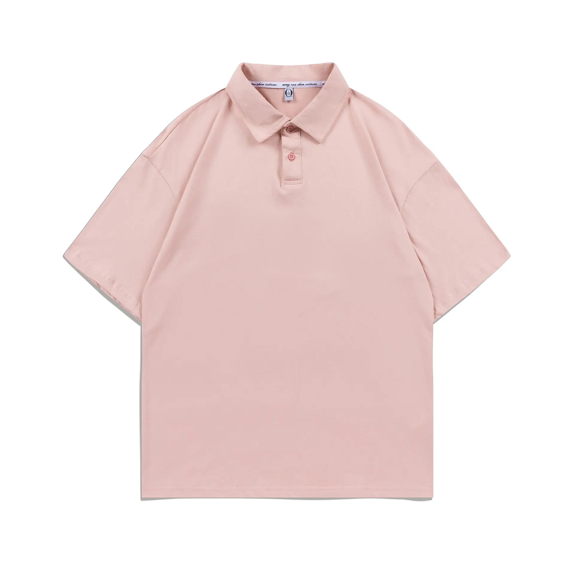 Pure Cotton Polo Shirt Light Blue Unisex Loose Fit - Image 13