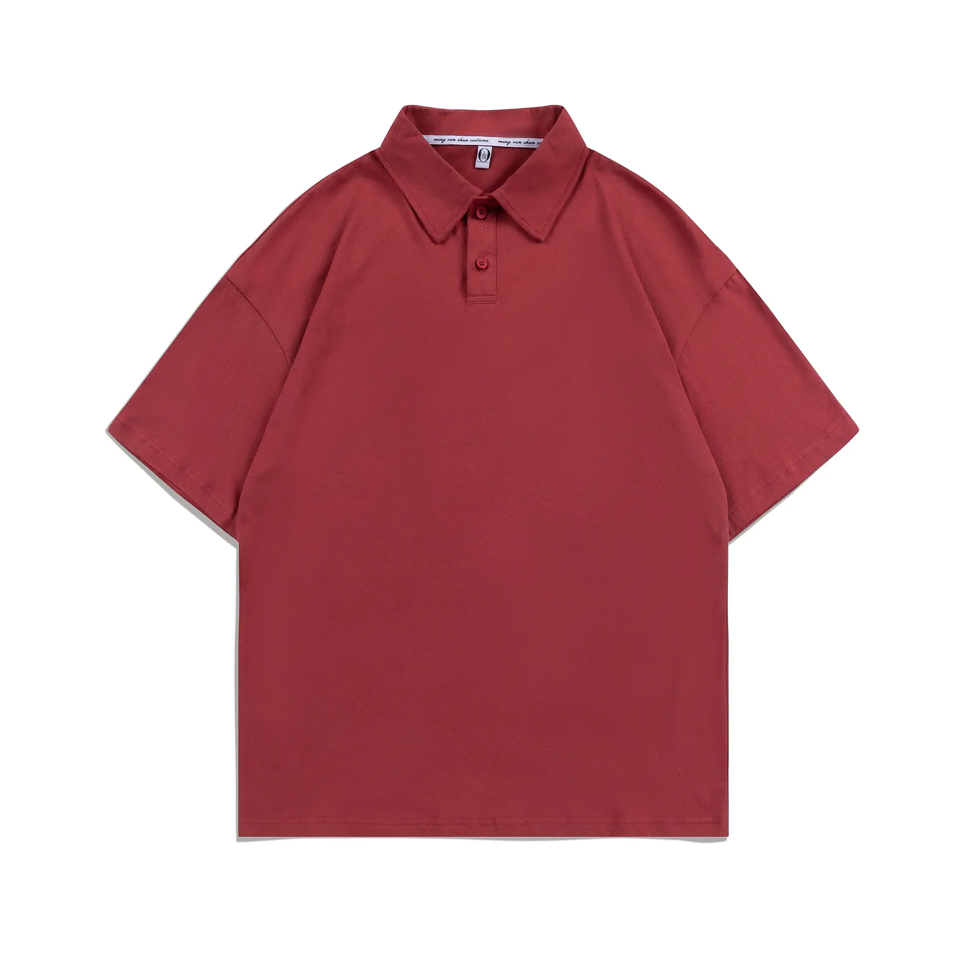 Pure Cotton Polo Shirt Light Blue Unisex Loose Fit - Image 14